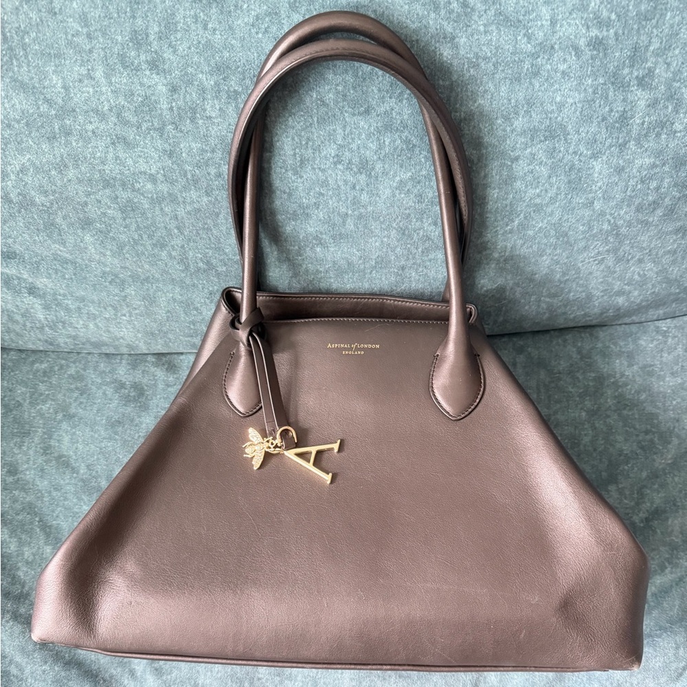 Aspinal of London Black Leather Top-Handle Tote
